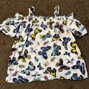 Old Navy Multi - Colored Butterfly Off - Shoulder Shirt